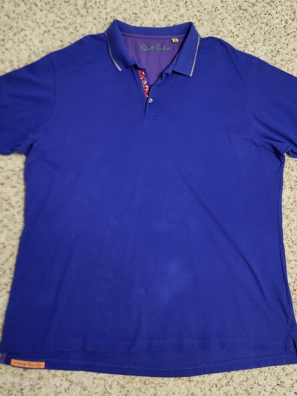 Robert Graham polo 3XL men's blue purple cotton shirt